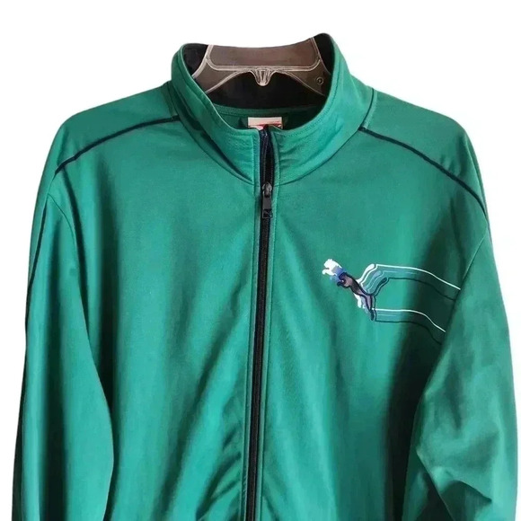 Puma Men’s XXL Green Navy Track Jacket Full Zip - Picture 2 of 13
